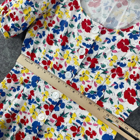 RIXO x Target Mini Dress 2 White Floral Linen Short Sleeve Button-Up A-Line - Picture 7 of 11